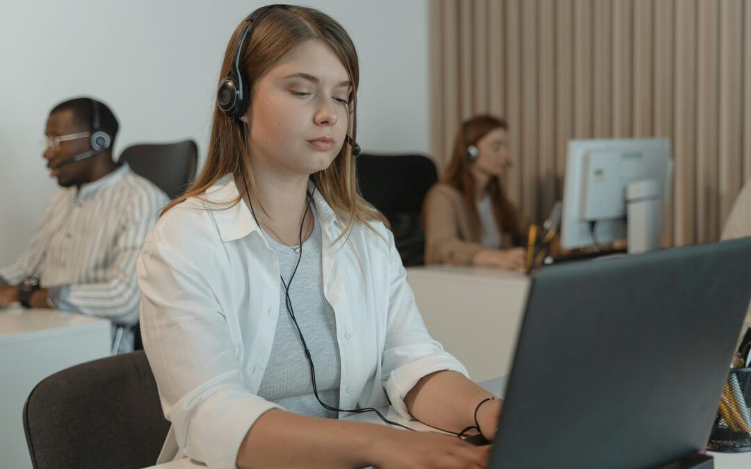 woman working at after hours call service